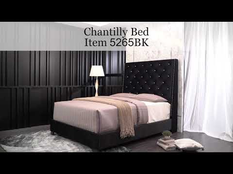 Chantilly Black Velvet Queen Upholstered Bed