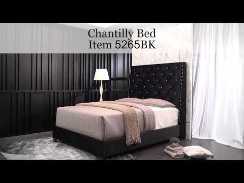 Chantilly Black Velvet King Upholstered Bed