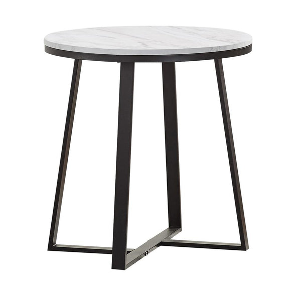 Hugo Metal Base Round End Table White and Matte Black - 723237 - Luna Furniture