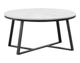 Hugo White and Matte Black Round Coffee Table from Coaster - Luna Furniture