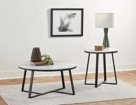 Hugo White and Matte Black Round Coffee Table from Coaster - Luna Furniture