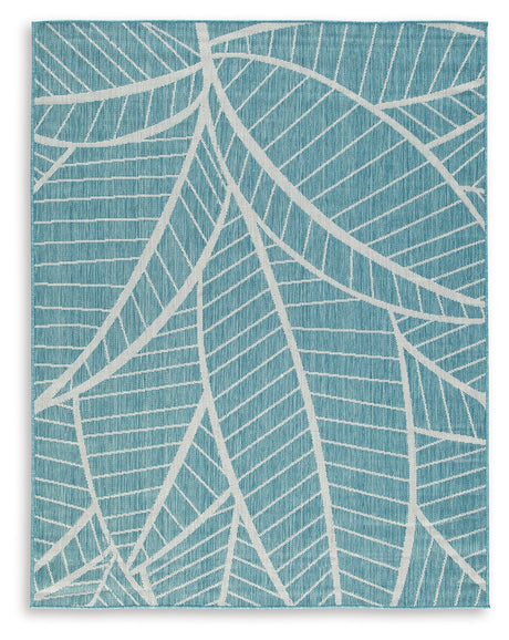 Hulsia Ivory/Aqua 5' x 7' Rug from Ashley - Luna Furniture