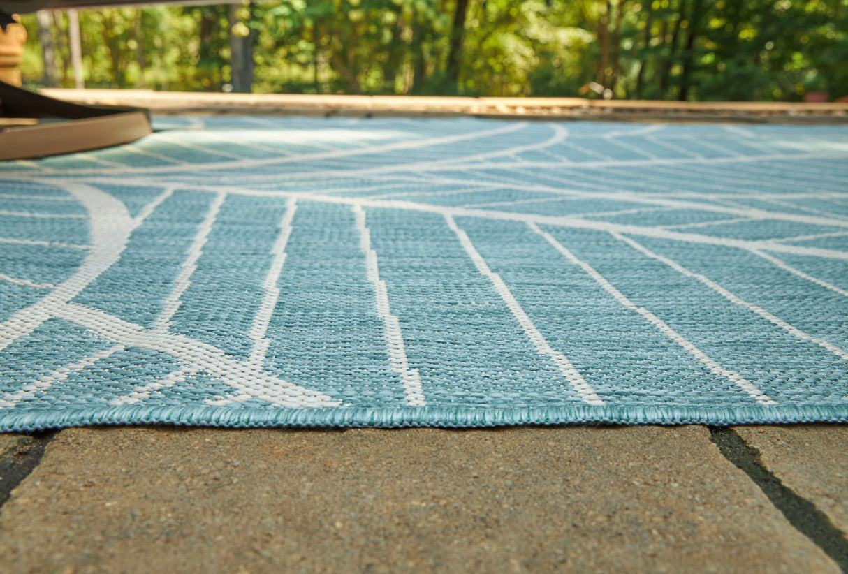 Hulsia Ivory/Aqua 5' x 7' Rug from Ashley - Luna Furniture