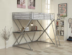 Hyde Full Workstation Loft Bed Silver - 400034F - Luna Furniture