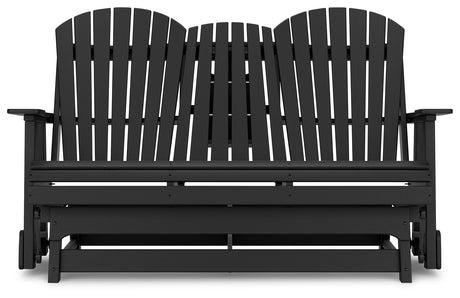 Hyland wave Black Outdoor Glider Loveseat from Ashley - Luna Furniture