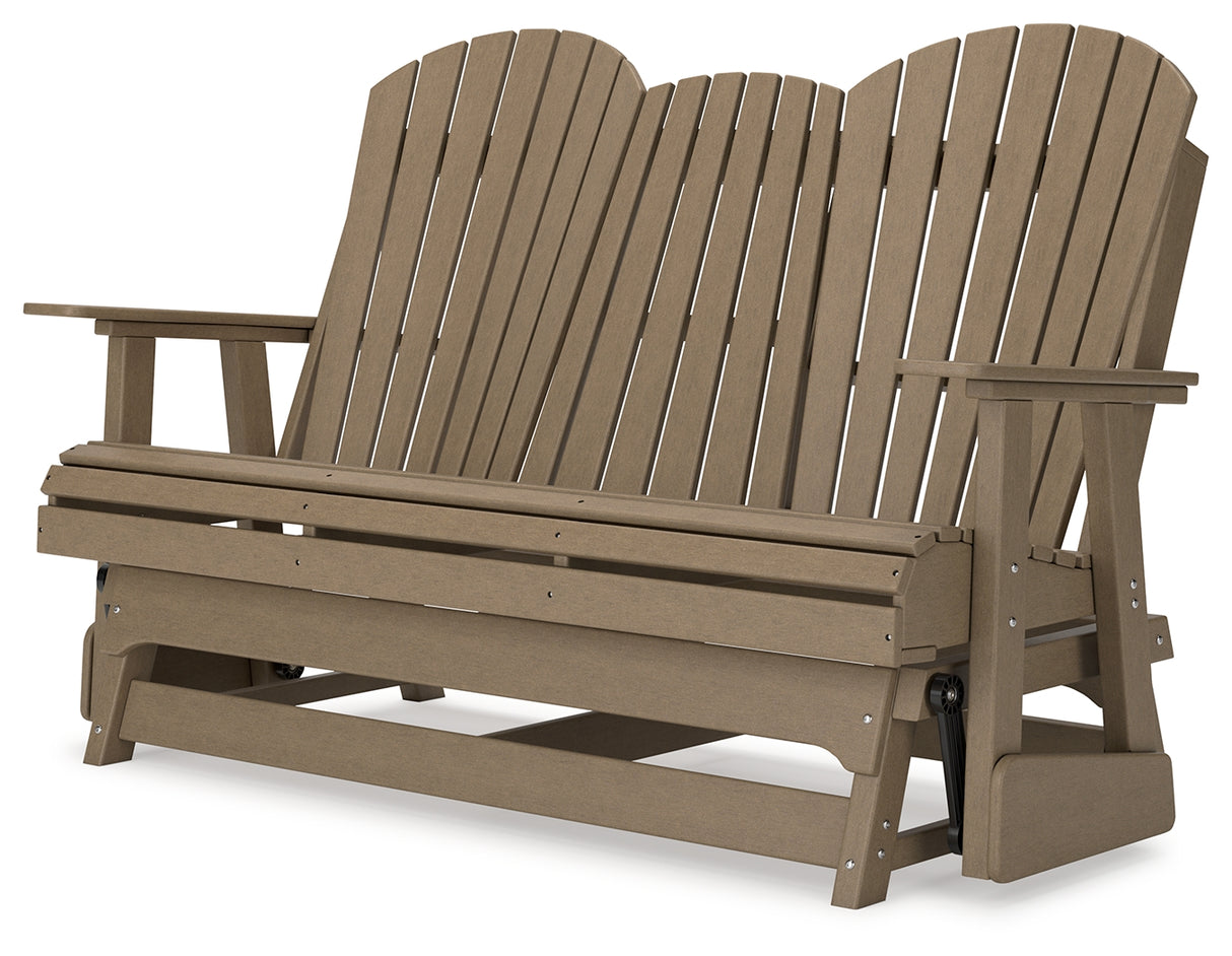 Hyland wave Driftwood Outdoor Glider Loveseat from Ashley - Luna Furniture