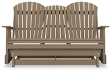 Hyland wave Driftwood Outdoor Glider Loveseat from Ashley - Luna Furniture