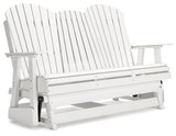 Hyland wave White Outdoor Glider Loveseat from Ashley - Luna Furniture