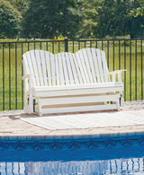 Hyland wave White Outdoor Glider Loveseat from Ashley - Luna Furniture