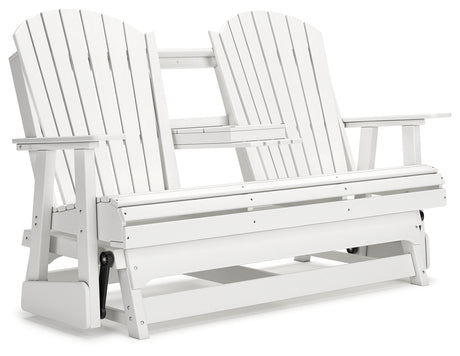 Hyland wave White Outdoor Glider Loveseat from Ashley - Luna Furniture