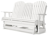 Hyland wave White Outdoor Glider Loveseat from Ashley - Luna Furniture