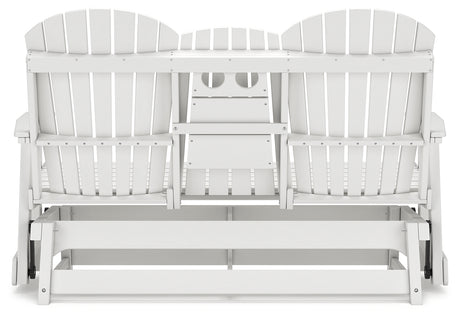 Hyland wave White Outdoor Glider Loveseat from Ashley - Luna Furniture