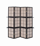 Iggy Tan and Cappuccino 4-Panel Folding Screen with Removable Shelves from Coaster - Luna Furniture