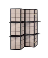 Iggy Tan and Cappuccino 4-Panel Folding Screen with Removable Shelves from Coaster - Luna Furniture