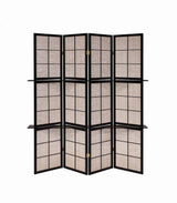 Iggy Tan and Cappuccino 4-Panel Folding Screen with Removable Shelves from Coaster - Luna Furniture
