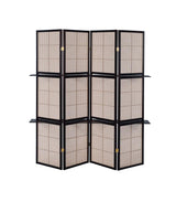 Iggy Tan and Cappuccino 4-Panel Folding Screen with Removable Shelves from Coaster - Luna Furniture