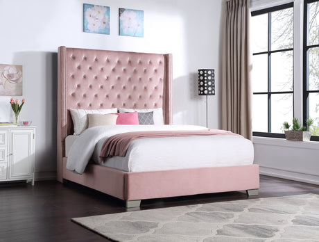 Diamond Tufted Pink 6FT King Bed - Luna Furniture