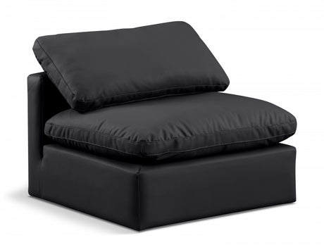 Indulge Faux Leather Living Room Chair Black - 146Black-Armless - Luna Furniture