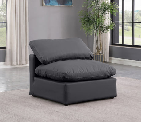 Indulge Faux Leather Living Room Chair Black - 146Black-Armless - Luna Furniture