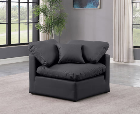 Indulge Faux Leather Living Room Chair Black - 146Black-Corner - Luna Furniture