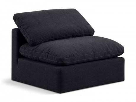 Indulge Linen Textured Fabric Living Room Chair Black - 141Black-Armless - Luna Furniture
