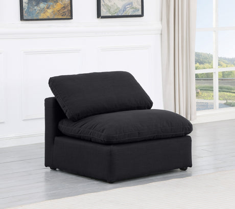 Indulge Linen Textured Fabric Living Room Chair Black - 141Black-Armless - Luna Furniture