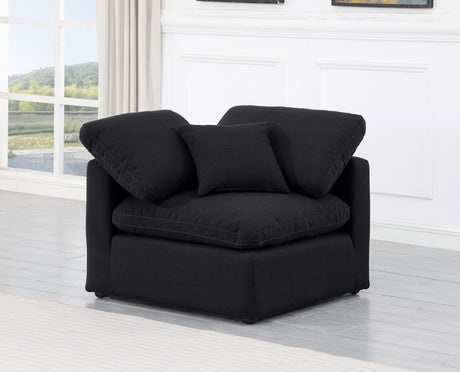 Indulge Linen Textured Fabric Living Room Chair Black - 141Black-Corner - Luna Furniture