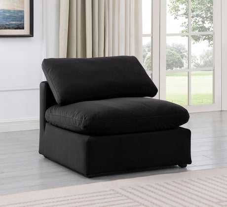 Indulge Velvet Living Room Chair Black - 147Black-Armless - Luna Furniture