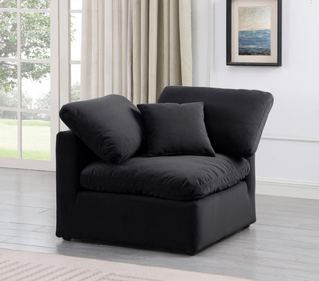 Indulge Velvet Living Room Chair Black - 147Black-Corner - Luna Furniture