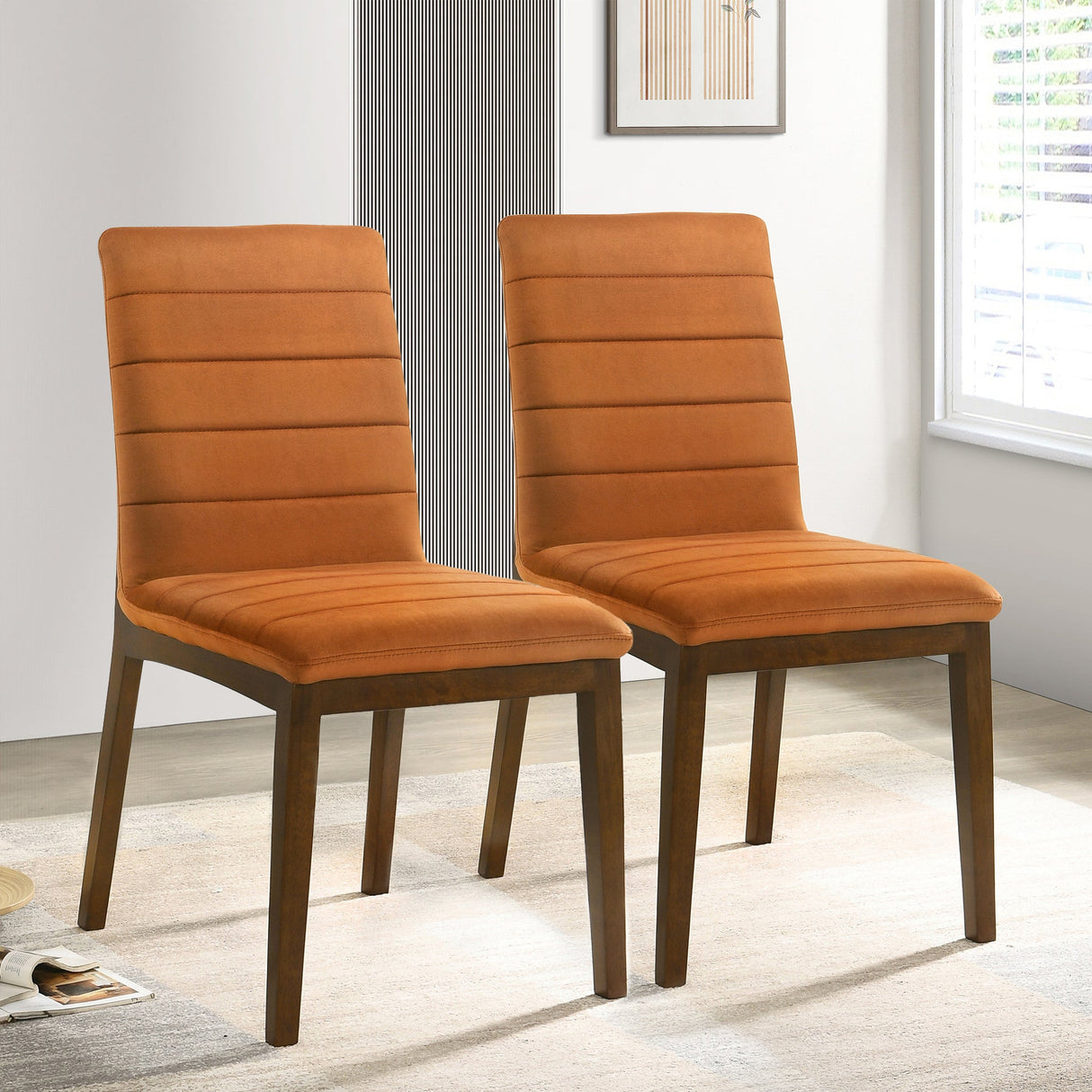 Ines Burnt Orange Velvet Dining Chair (Set of 2) from Midinmod - Luna Furniture