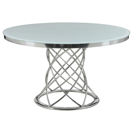 Irene 5-Piece Round Glass Top Dining Set White/Chrome - 110401-S5 - Luna Furniture