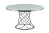 Irene Round Glass Top Dining Table White and Chrome - 110401 - Luna Furniture