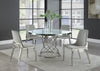 Irene Round Glass Top Dining Table White and Chrome - 110401 - Luna Furniture