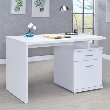 Irving 2-drawer Office Desk with Cabinet White - 800110 - Luna Furniture