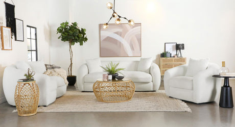 Isabella 3-piece Upholstered Tight Back Living Room Set White - 509871-S3 - Luna Furniture