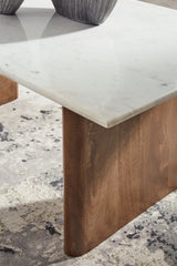 Isanti Light Brown/White Coffee Table from Ashley - Luna Furniture