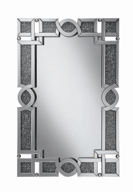 Jackie Interlocking Wall Mirror with Iridescent Panels and Beads Silver - 961444 - Luna Furniture