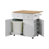 Jalen Natural Brown and White 3-Door Kitchen Cart with Casters from Coaster - Luna Furniture