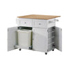Jalen 3-Door Kitchen Cart with Casters Natural Brown and White - 900558 - Luna Furniture