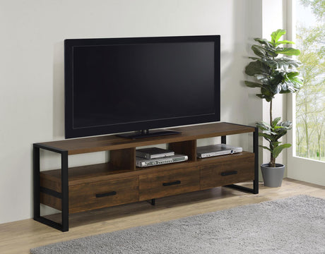 James 3-drawer Composite Wood 71" TV Stand Dark Pine - 704283 - Luna Furniture