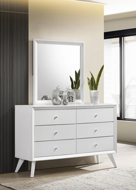 Janelle 6-drawer Dresser with Mirror White - 223653M - Luna Furniture