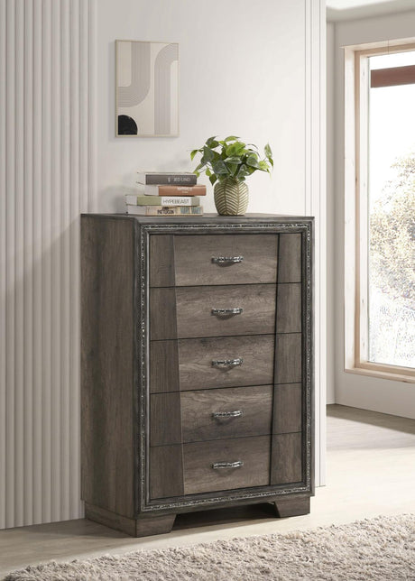 Janine 5-drawer Chest Grey - 223555 - Luna Furniture