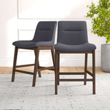 Jayden Mid-Century Modern 24" Upholstered Stool (Set of 2) Dark Grey Fabric - AFC00018 - Luna Furniture
