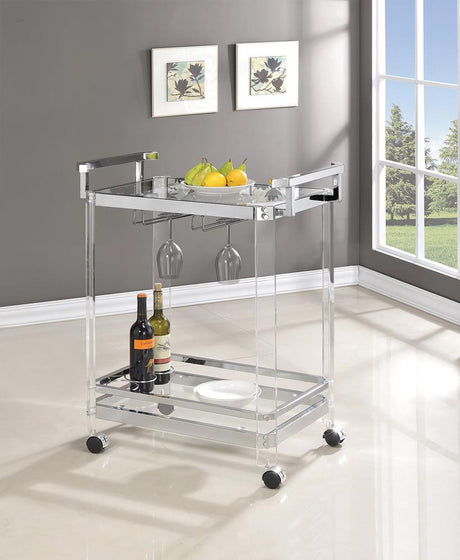 Jefferson 2-tier Glass Serving Cart Clear - 902589 - Luna Furniture