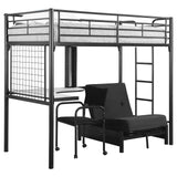 Jenner Twin Futon Workstation Loft Bed and Futon Pad Black - 2209-SM - Luna Furniture