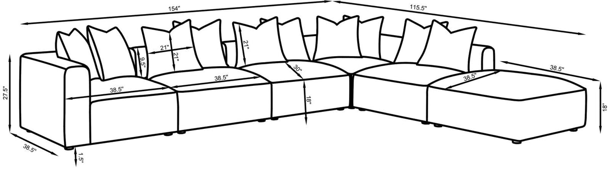 Jennifer 6-piece Upholstered Modular Sectional Terracotta - 551591-SET - Luna Furniture