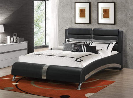 Jeremaine California King Upholstered Bed Black - 300350KW - Luna Furniture