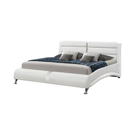 Jeremaine California King Upholstered Bed White - 300345KW - Luna Furniture