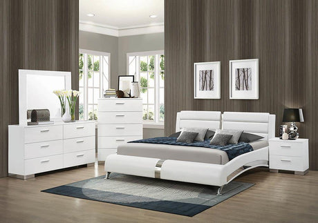 Jeremaine California King Upholstered Bed White - 300345KW - Luna Furniture
