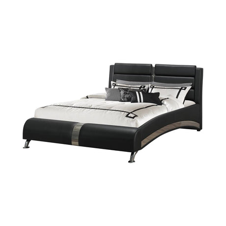 Jeremaine Eastern King Upholstered Bed Black - 300350KE - Luna Furniture